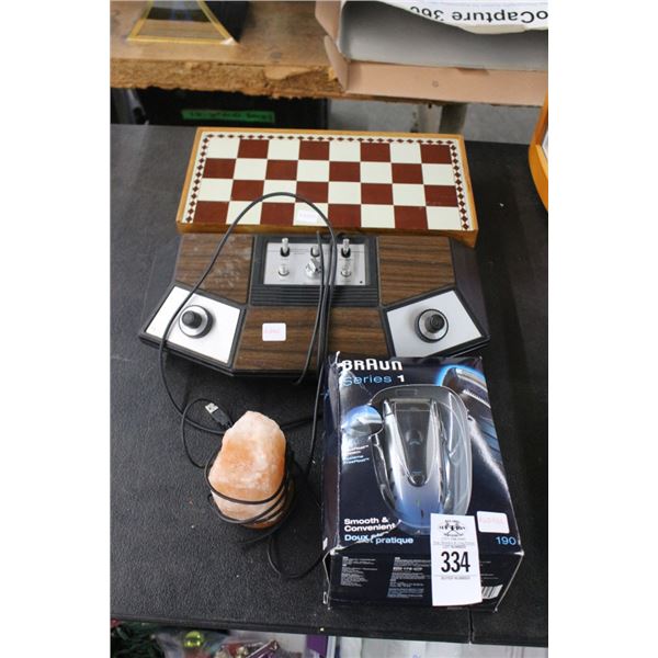 Braun Shaver, Chess Set, Game Controller, Glowing Rock