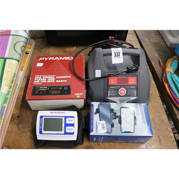 Car Stereo, Heart Monitor, Battery Charger