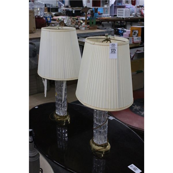 Crystal w/Brass Base Lamp - Pair