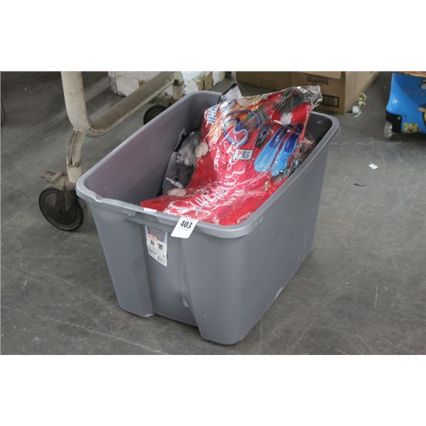 Bin w/New Carry Bags/Clothing