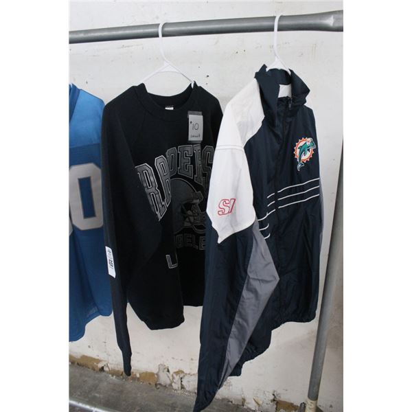 LA Raiders XL Sweatshirt, Miami Dolphin Windbreaker