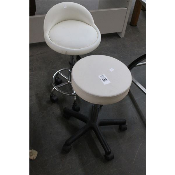 White Rolling Stools - 2