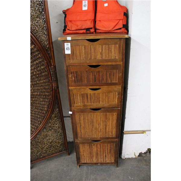 Rattan Style 5 Drawer Chest