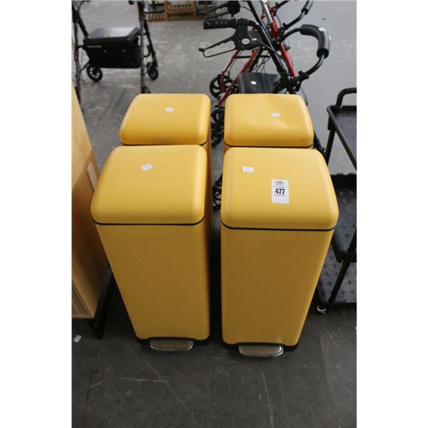 4-Yellow Foot Op Waste Cans - 4 X $
