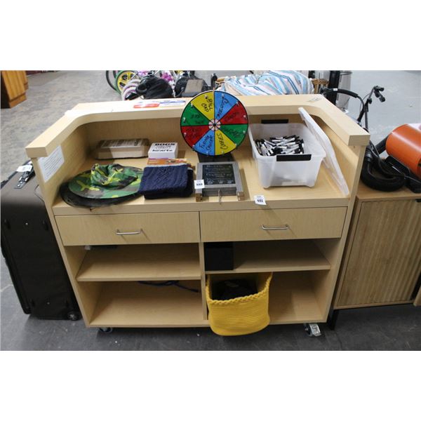 Blonde Rolling Reception Desk