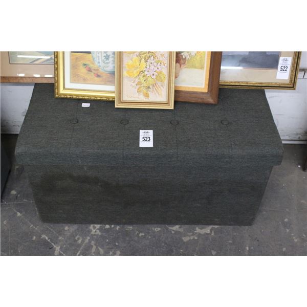 Grey Padded Small Storage Ottoman