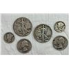 Image 1 : WALKING LIBERTY SILVER HALF DOLLARS - 1942, 1943; WASHINGTON SILVER QUARTERS - 1942, 1944; MERCURY D