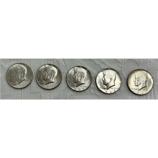 KENNEDY HALF DOLLARS - 1965, 1966, 1967, 1968D, 1969D