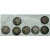 Image 1 : BARBER SILVER DIMES - 1905, 1908, 1908D, 1910, 1913, 1914, 1914D