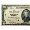 Image 7 : $20 NATIONAL CURRENCY ISSUED BY THE FEDERAL RESERVE BANK OF MINNEAPOLIS, MINNESOTA – 1929 S