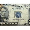 Image 12 : $5 SILVER CERTIFICATES- SERIES 1953, BLUE TREASURY SEAL AND SERIAL NUMBERS  - LOT OF 2