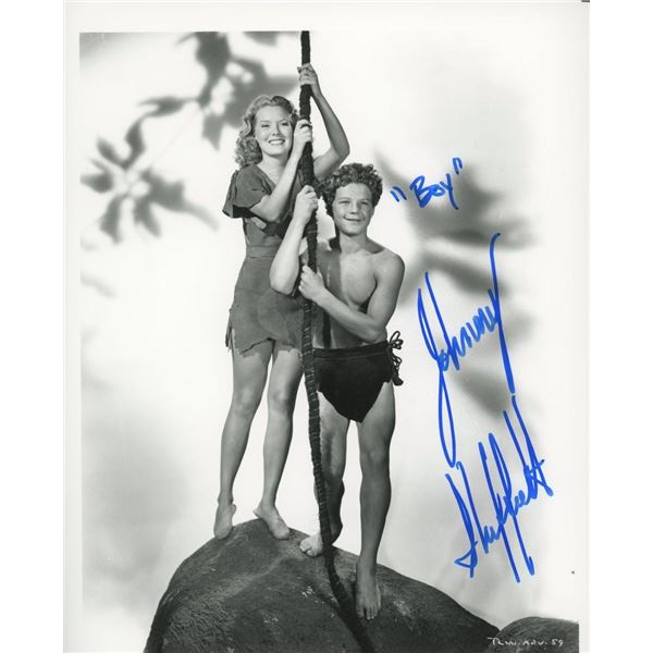 Johnny Sheffield signed "Tarzan film series" photo. GFA Authenticated