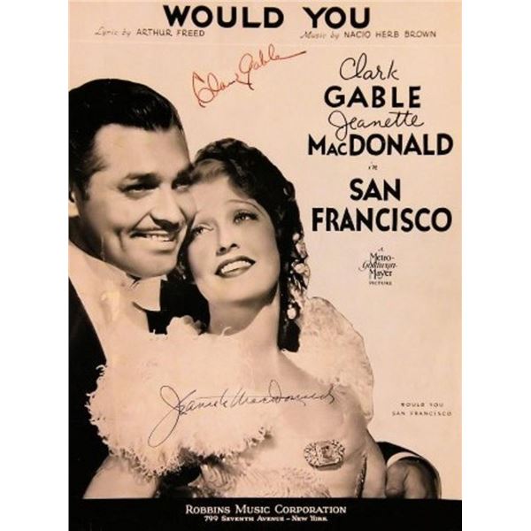 Jeanette MacDonald and Clark Gable signed sheet music