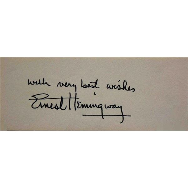 Author Ernest Hemingway signature slip