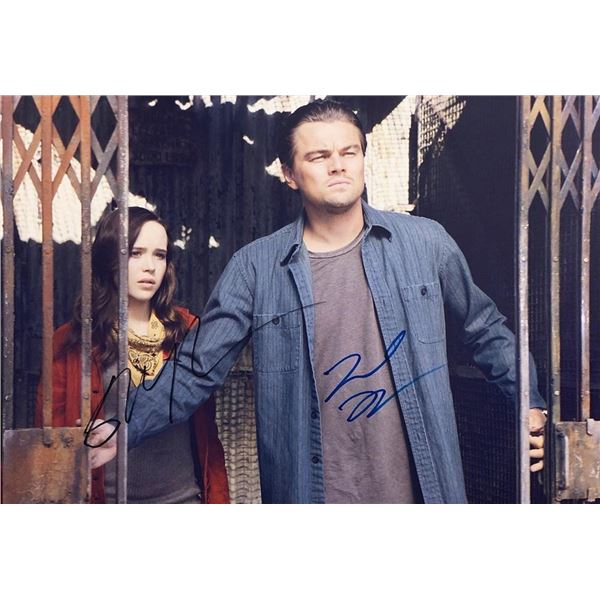 Inception Elliot Page and Leonardo DiCaprio facsimile signed movie photo