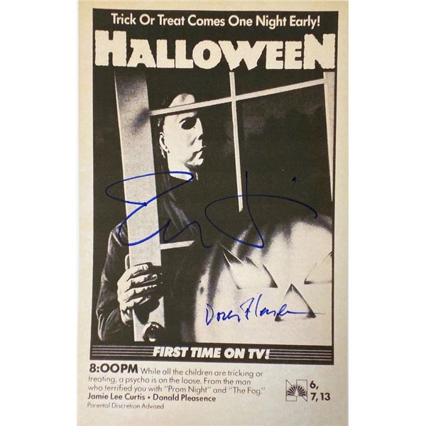 Halloween Jamie Lee Curtis and Donald Pleasance facsimile signed movie photo
