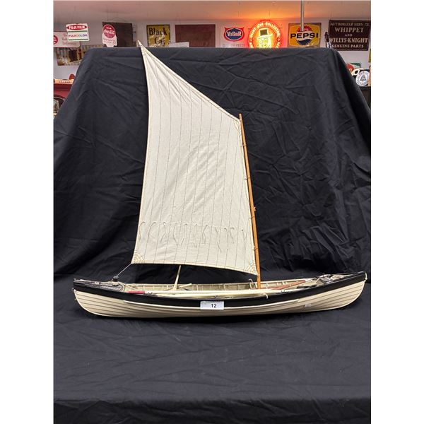 Large well built wooden model whaling dory 36" long, 31" tall inc oars/accessories