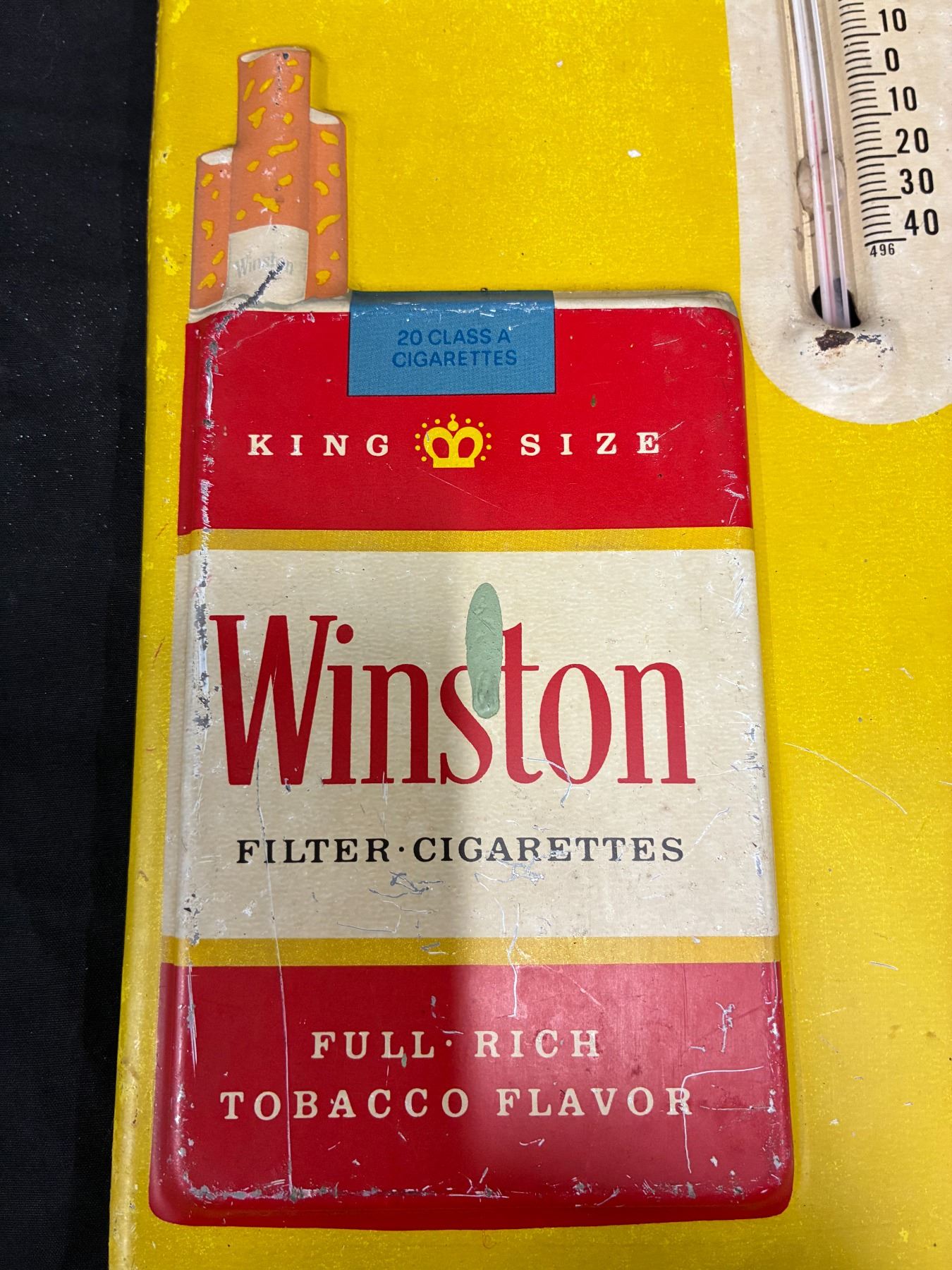 Nice vintage tin thermomoeter Winston Filter Cigarettes 14