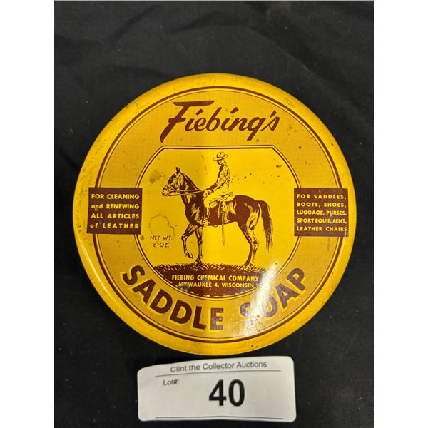 1940s Fiebings Saddle Soap tin 4" dia