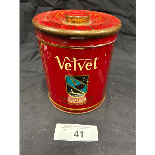 1940s Velvet pipe tobacco canister 6" tall