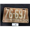 Image 1 : 1930 Manitoba license plate