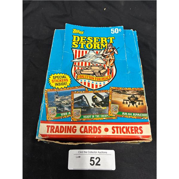 Vintage extremely rare full store display of 36 unopened packs of Topps Desert Storm trading cards