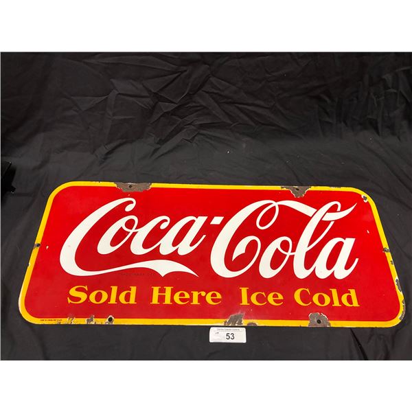 1947 porcelain Coca Cola kick plate sign, 29"x12.5"