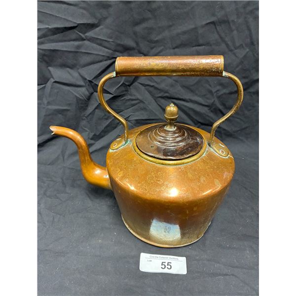 1890s copper kettle, nice condition, 11" tall