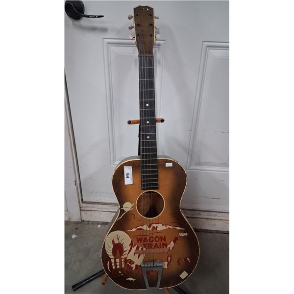 50s/60s Wagon Train themed western guitar 36"