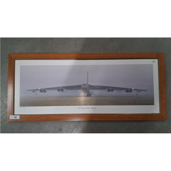 Framed Bomber plane picture 42"x19"