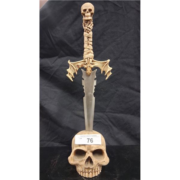 Skull with dagger 16" overall height