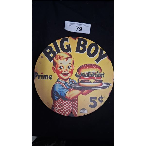 Big Boy Hamburgers metal sign, 8" dia