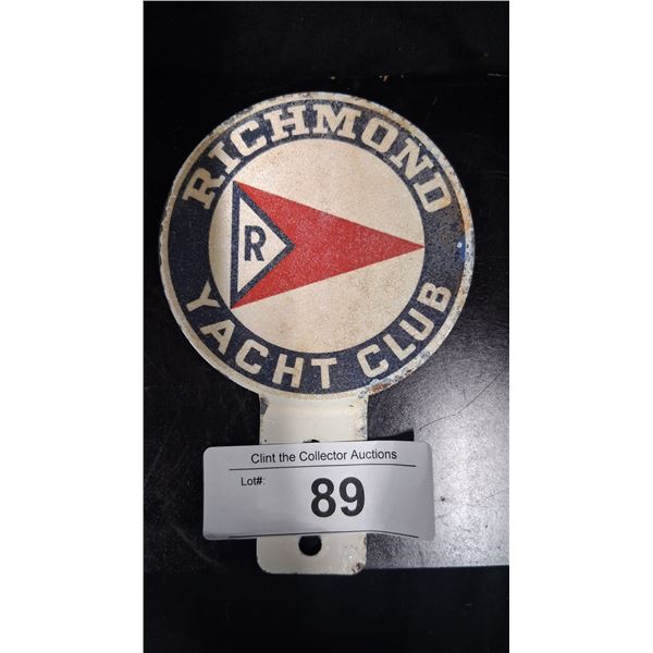 Vintage Richmond Yacht Club license plate topper, 5.5"x3.5"