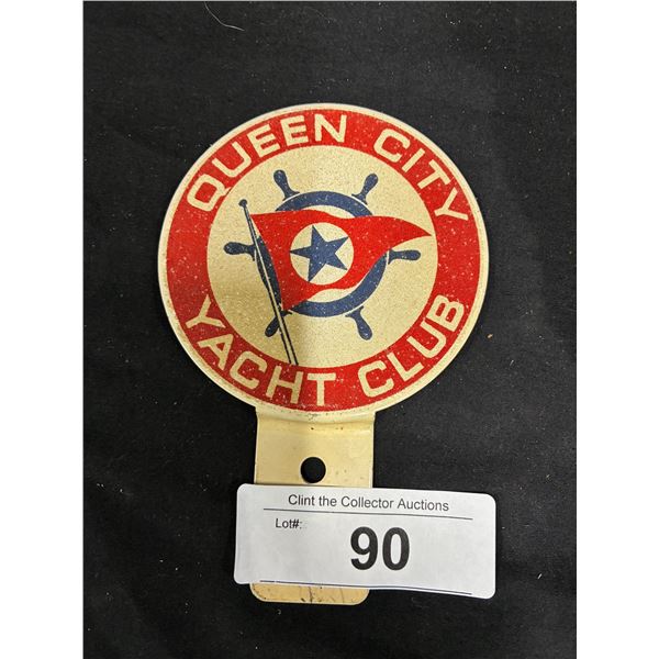 Vintage Queen City Yacht Club license plate topper, 5.5"x3.5"