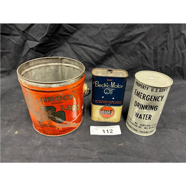 2 vintage tins and 1 pail