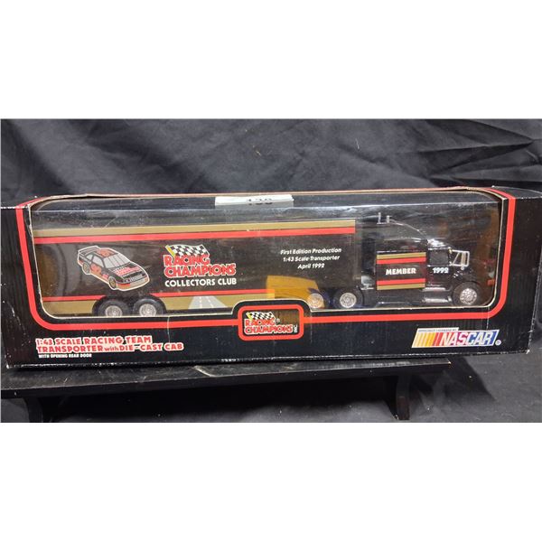 NIB 1:43 scale racing team transporter semi truck licensed by NASCAR