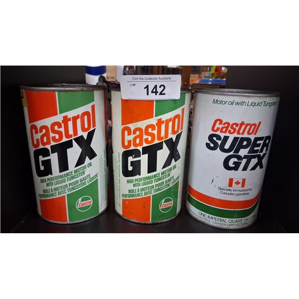 3 vintage Castrol GTX quart tins