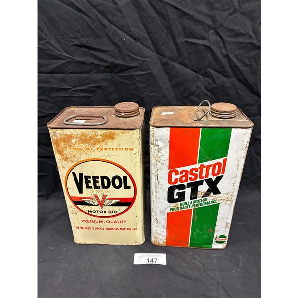 2 vintage square tins Castrol & Veedol
