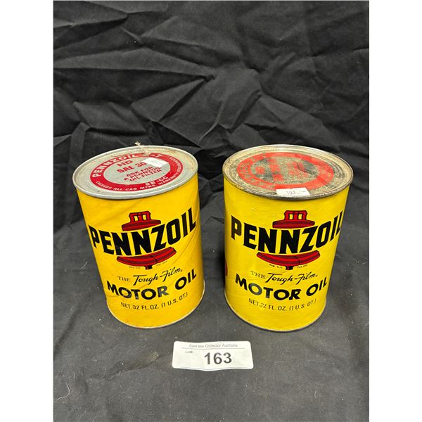 Pair of 1 quart Pennzoil cans