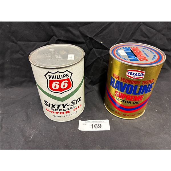2 quart oil cans, Phillips 66 & Havoline