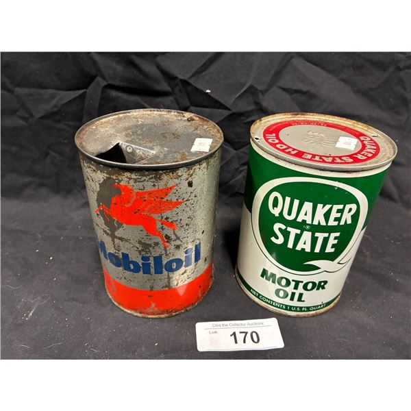 2 quart cans, Quakerstate & Mobiloil