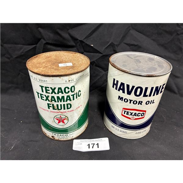 2 quart cans Texaco & havoline