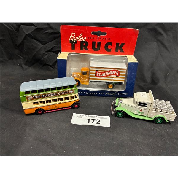3 die cast trucks