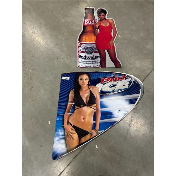 2 tin signs Bud Lite & Bud Ice, 26" & 31"