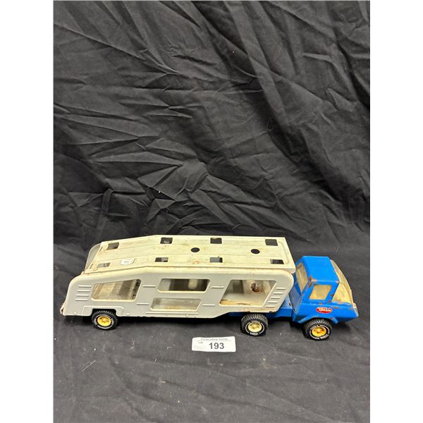 Vintage Tonka pressed steel car hauler truck 17"