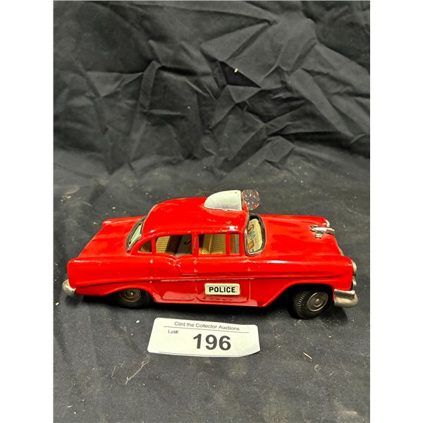 Vintage 60s tin Japan Police car 8" long