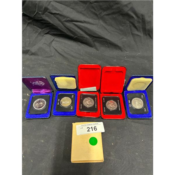 5 vintage collector coins in case