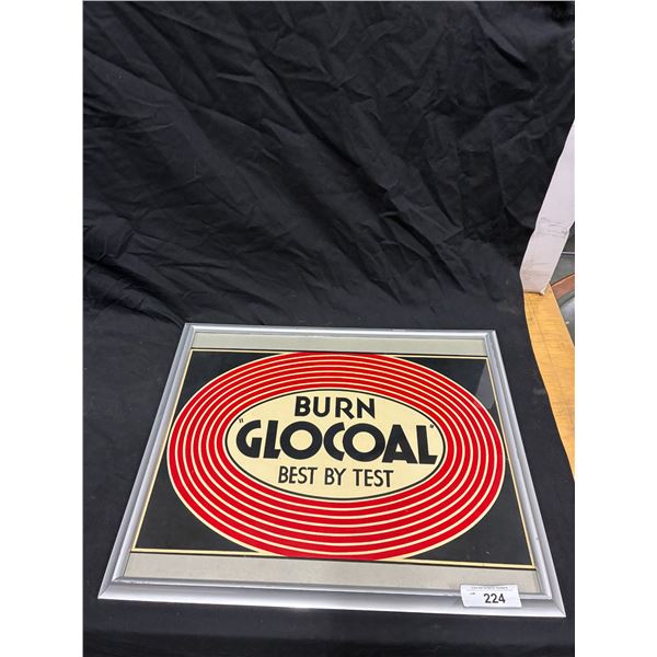 Vintage "Burn Glocoal" advertisement framed, 21"x18"
