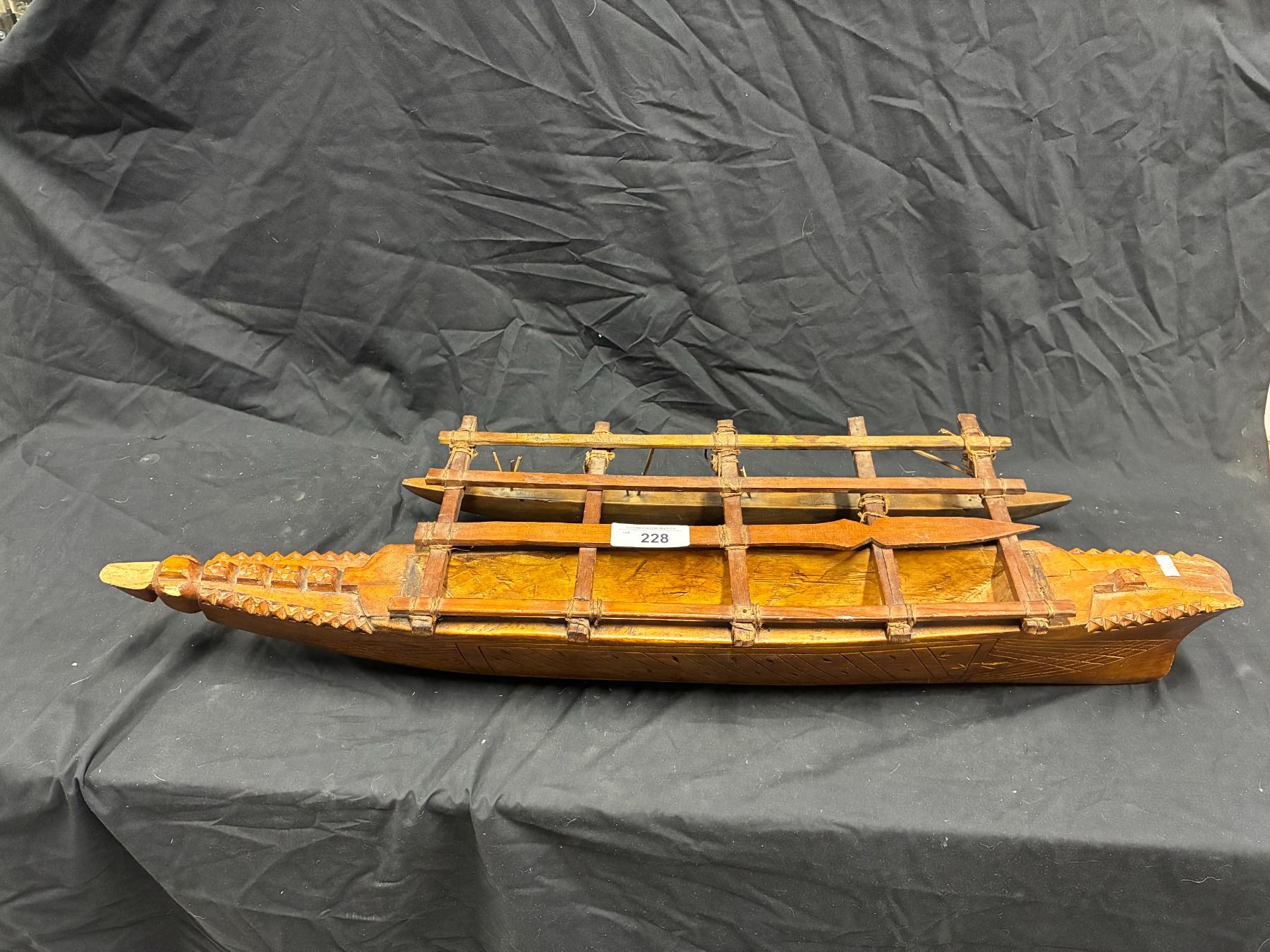 Large wooden model outrigger canoe 39