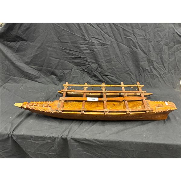 Large wooden model outrigger canoe 39" long